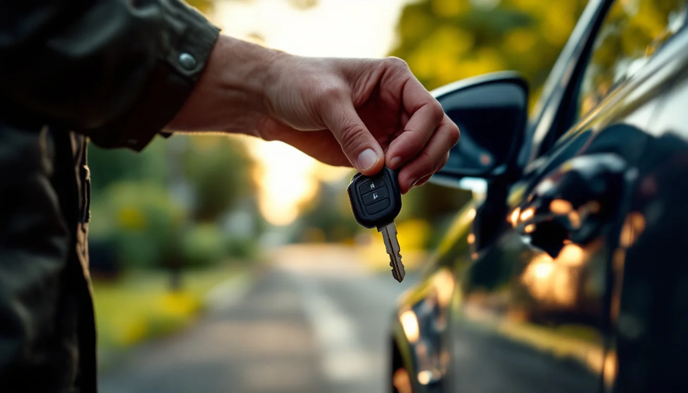 Trusted Car Key Repair Near Me — A happy customer receiving a newly programmed spare car key from a locksmith out Trusted Car Key Repair Near Me — A happy customer receiving a newly programmed spare car key from a locksmith out